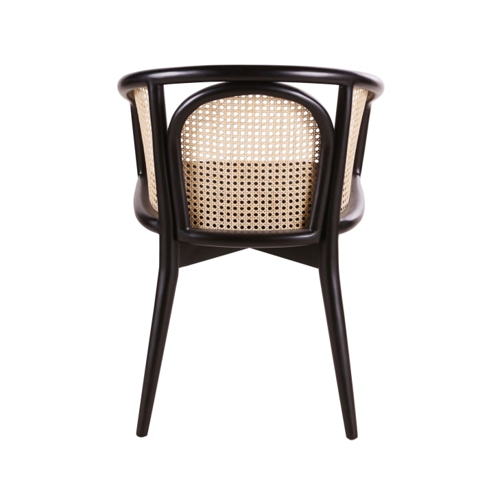 Maisons Du Monde Bree - Silla De Comedor De Rejilla De Ratán Y Tela Color Negro