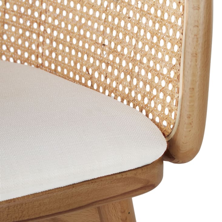 Maisons Du Monde Bree - Silla De Comedor De Rejilla De Ratán Y Tela Color Crudo