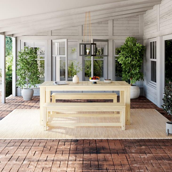 Maisons Du Monde Bréhat - Mesa De Jardín De Abeto Para 6 Personas L. 180 Cm Y 2 Bancos