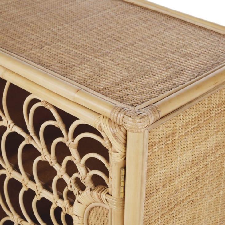 Maisons Du Monde Brisbane - Cajonera Con 2 Puertas De Mimbre Y Estampado De Flores