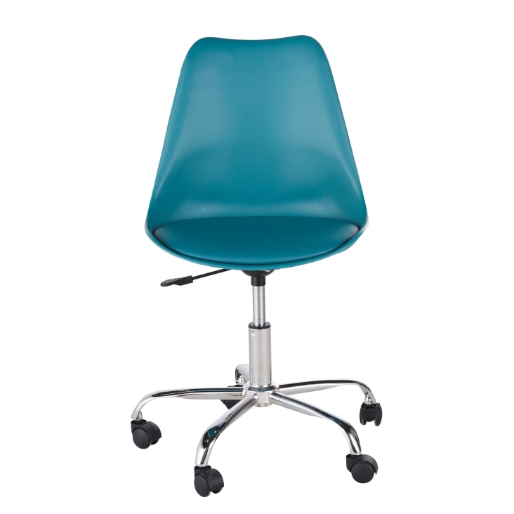 Maisons Du Monde Bristol - Silla De Escritorio Infantil Ajustable Con Ruedas Verde Azulado