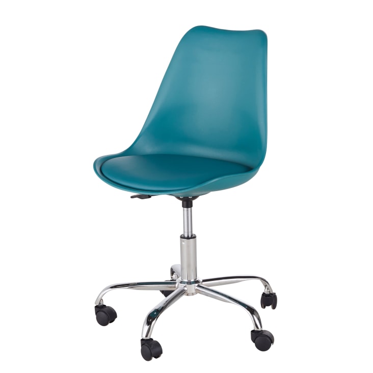 Maisons du Monde Bristol - Silla de escritorio infantil ajustable con ruedas verde azulado