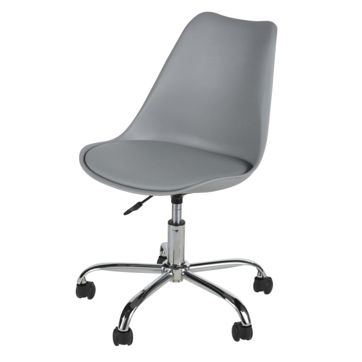 Maisons du Monde Bristol - Silla de escritorio infantil regulable con ruedas en gris