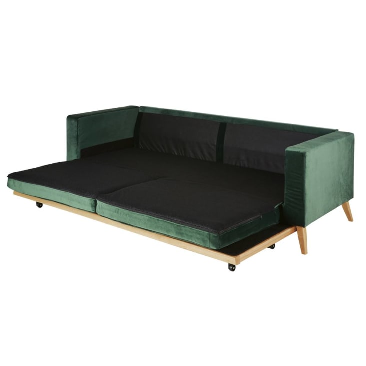 Maisons Du Monde Brooke - Sofá Cama De Estilo Escandinavo De 3/4 Plazas De Terciopelo Verde