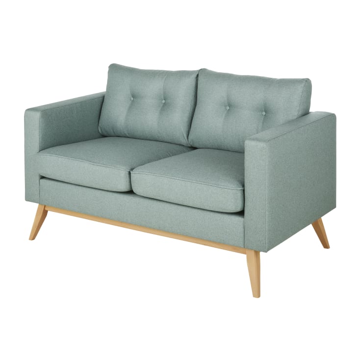Maisons Du Monde Brooke - Sofá De Tela De 2 Plazas Verde Agua Moteado