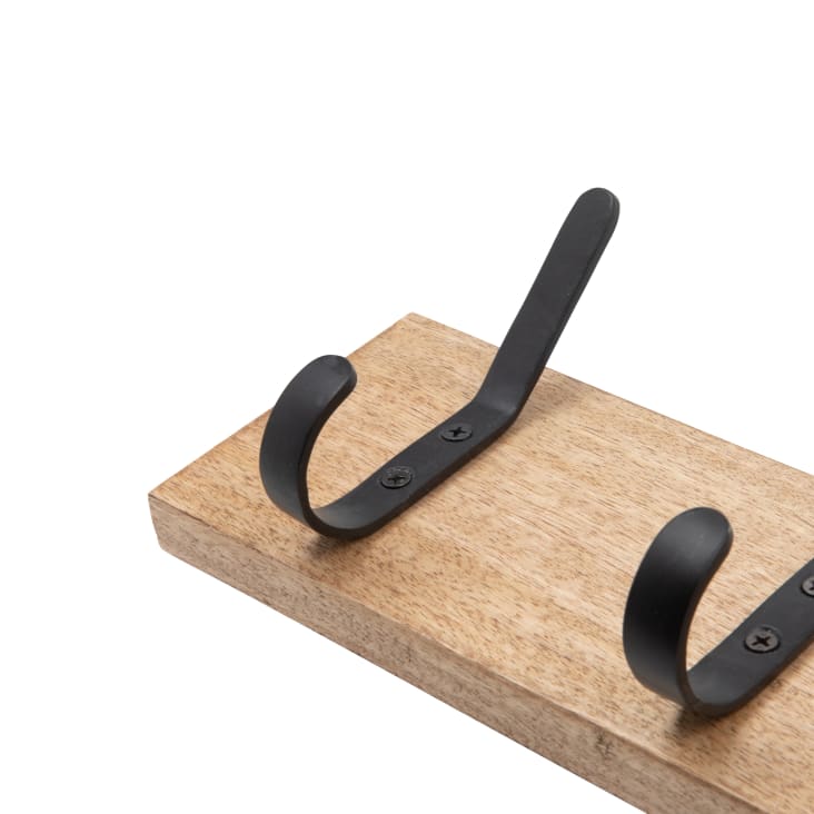 Maisons Du Monde BROOKLYN - Perchero Con 5 Ganchos De Madera De Mango Y Metal Negro