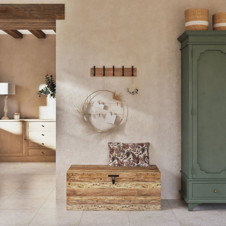 Maisons Du Monde BROOKLYN - Perchero Con 5 Ganchos De Madera De Mango Y Metal Negro