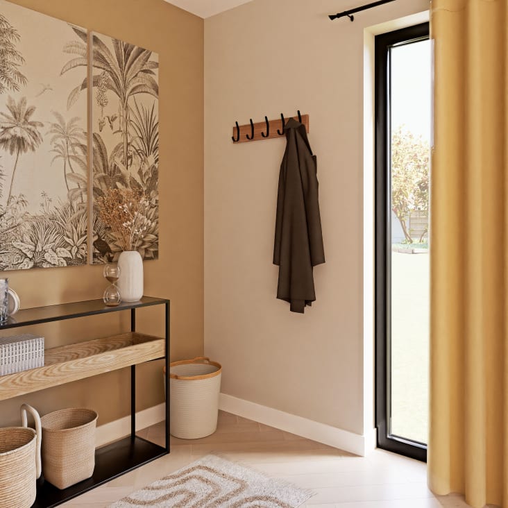 Maisons Du Monde BROOKLYN - Perchero Con 5 Ganchos De Madera De Mango Y Metal Negro