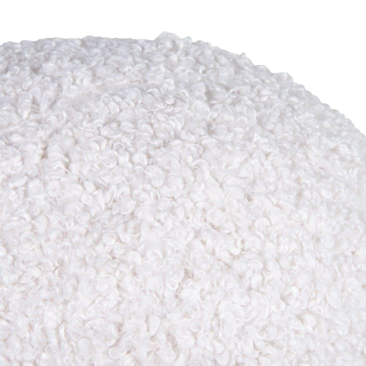 Maisons Du Monde Bruce - Cojín Redondo En Imitación De Piel Color Blanco Diámetro 30 Cm