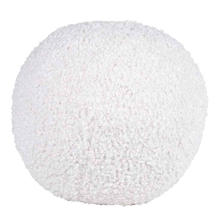 Maisons du Monde Bruce - Cojín redondo en imitación de piel color blanco diámetro 30 cm
