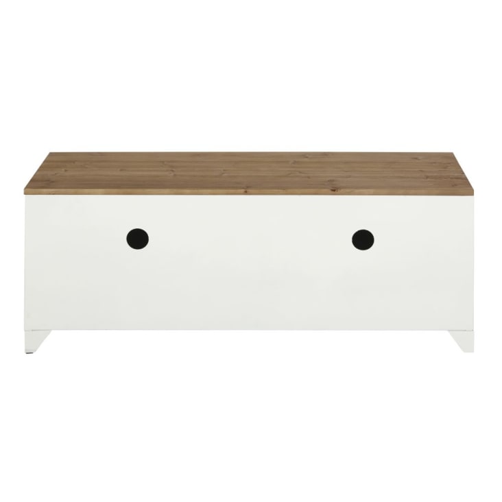 Maisons Du Monde Bruce - Mueble De TV Industrial 3 Puertas De Metal Blanco Y Abeto