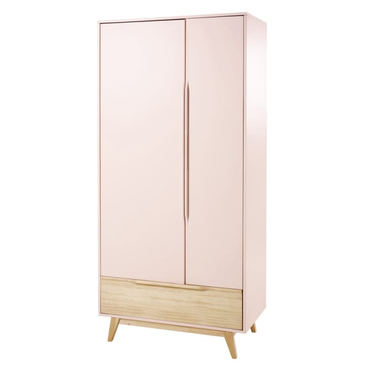 Maisons Du Monde Bucolique - Guardarropa Vintage Rosa Claro Con 2 Puertas Y 1 Cajón