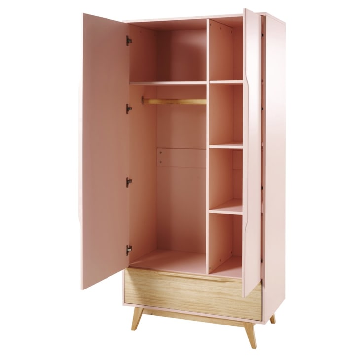 Maisons Du Monde Bucolique - Guardarropa Vintage Rosa Claro Con 2 Puertas Y 1 Cajón