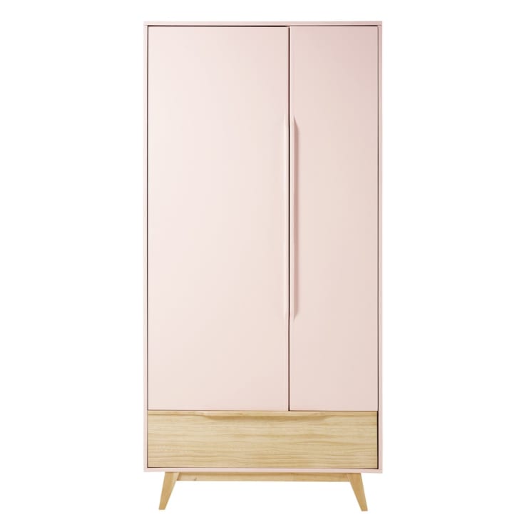 Maisons du Monde Bucolique - Guardarropa vintage rosa claro con 2 puertas y 1 cajón