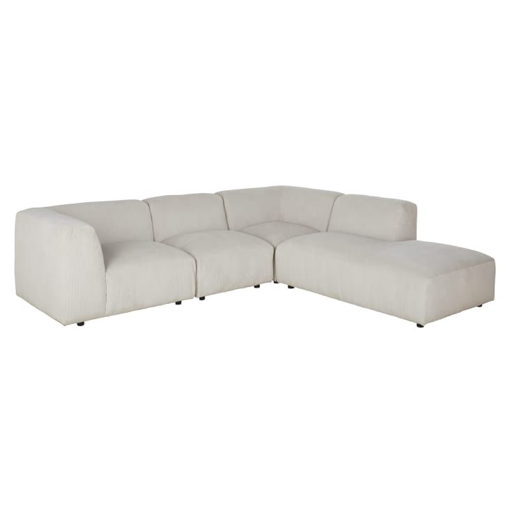 Maisons Du Monde Buddy - Reposabrazos Izquierdo Para Sofá Modulable De Terciopelo Acanalado Beige