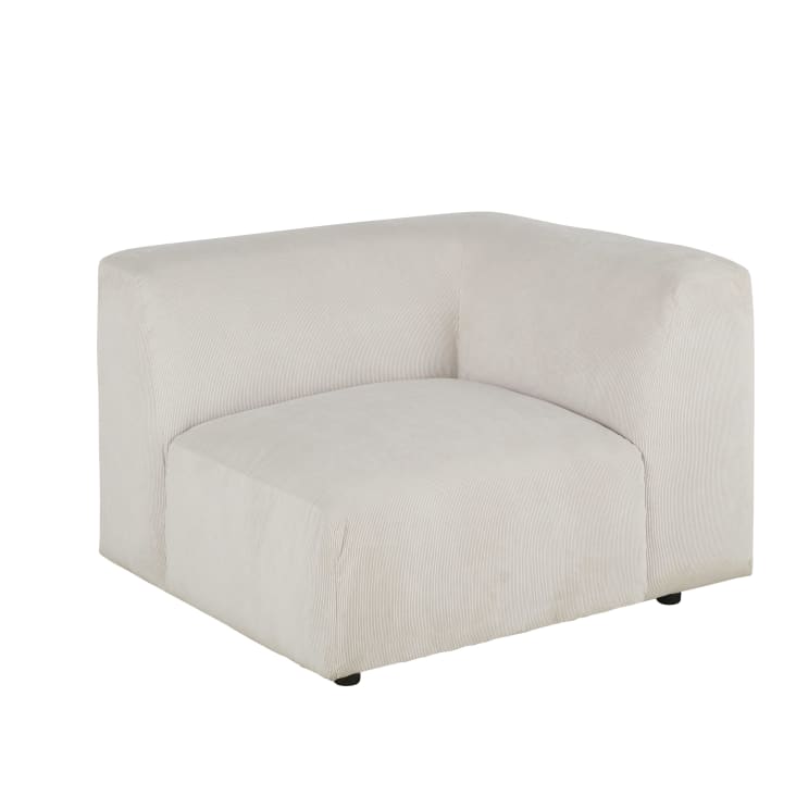 Maisons Du Monde Buddy - Reposabrazos Izquierdo Para Sofá Modulable De Terciopelo Acanalado Beige