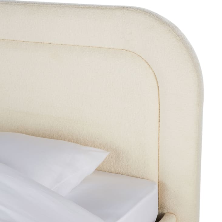 Maisons Du Monde Buldos - Canapé Abatible De Tela Rizada De 160 X 200 Con Somier De Láminas Color Crudo