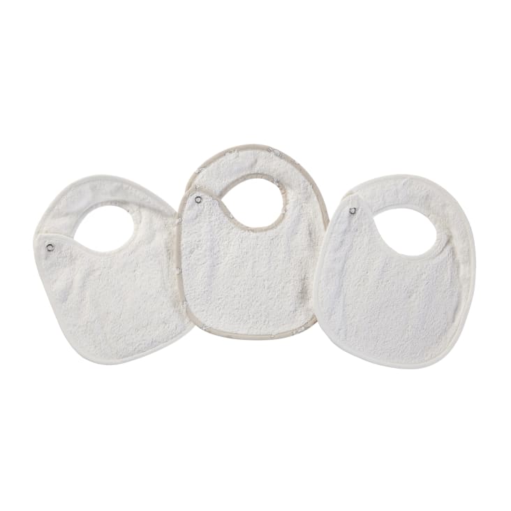 Maisons Du Monde Bulle - 3 Baberos De Algodón Crudo Blanco Y Topo