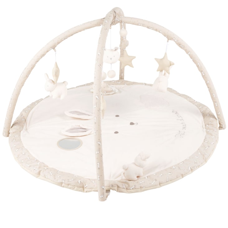 Maisons du Monde Bulle - Alfombra de estimulación redonda color crudo blanco y topo D.90