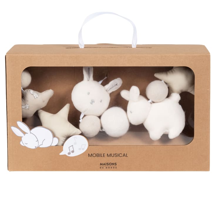 Maisons du Monde Bulle - Móvil musical para bebé color crudo blanco y topo