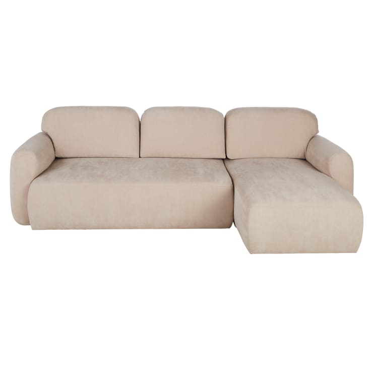 Maisons du Monde Bump - Sofá rinconera de 3/4 plazas de tela reciclada beige