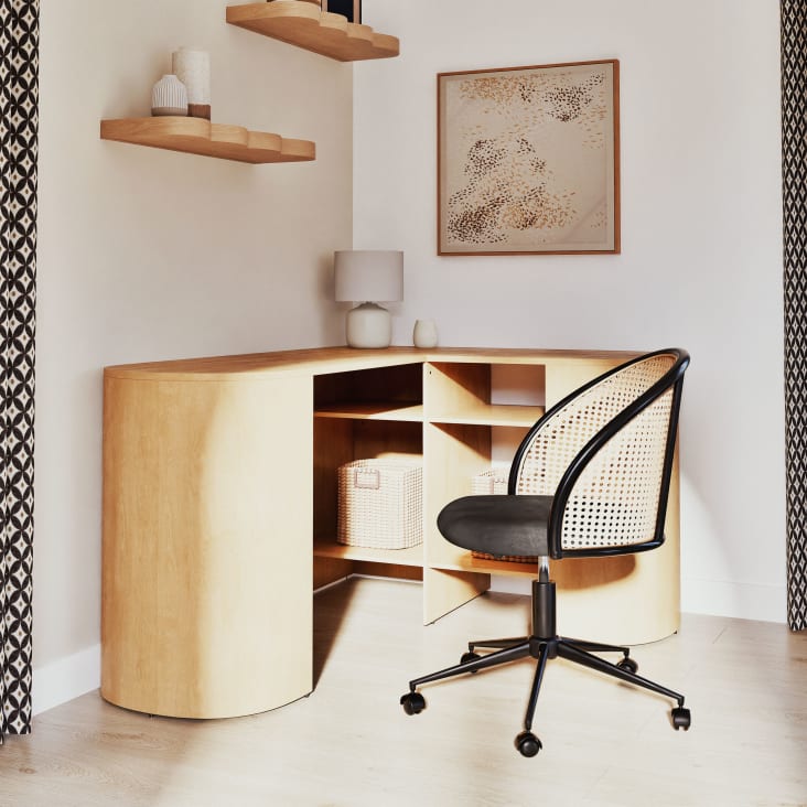 Maisons Du Monde Busset - Lámpara De Cerámica En Color Crudo Con Pantalla De Poliéster Reciclado