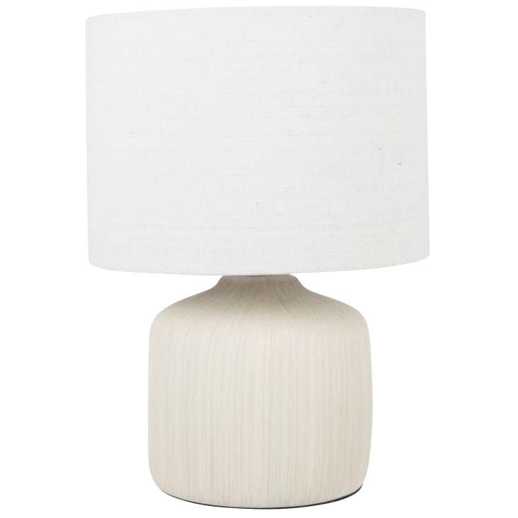 Maisons du Monde Busset - Lámpara de cerámica en color crudo con pantalla de poliéster reciclado