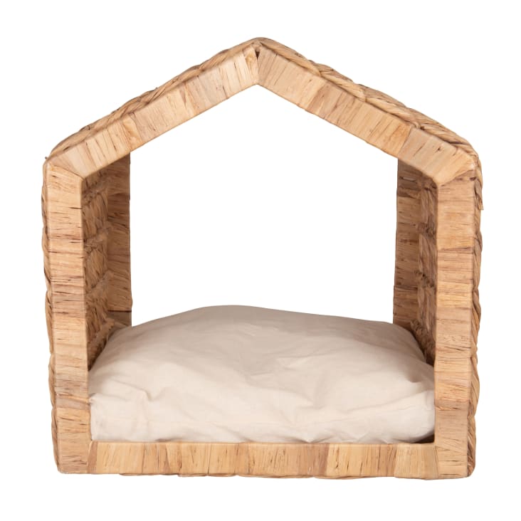 Maisons du Monde CABANE - Cesta con forma de cabaña de jacinto de agua trenzado beige