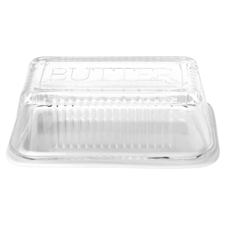 Maisons Du Monde Caja Para Mantequilla De Cristal Y Cerámica Blanca