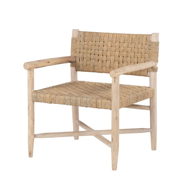 Maisons Du Monde Calas - Sillón De Madera De Eucalipto Y Sisal Beige
