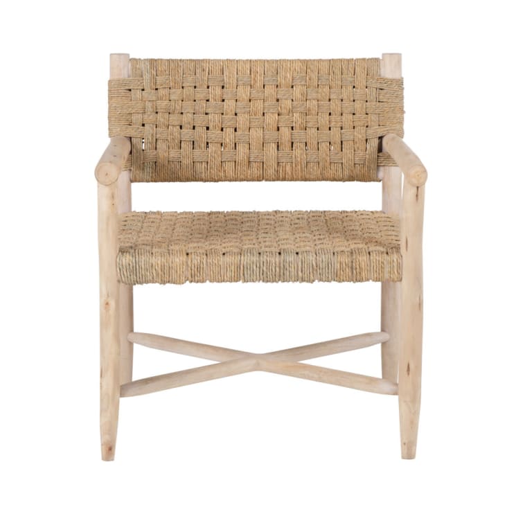 Maisons du Monde Calas - Sillón de madera de eucalipto y sisal beige