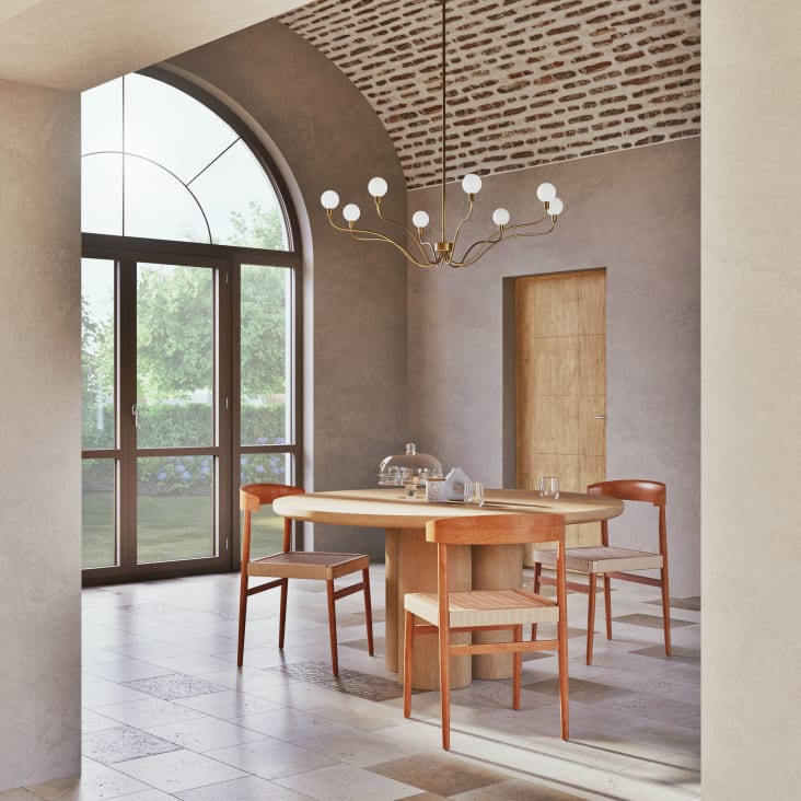 Maisons Du Monde Caldera - Mesa De Comedor Redonda Pie Central Tótem 8/10 Personas D150