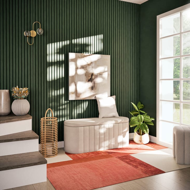 Maisons Du Monde CALEDRA - Banco Baúl De Tejido Rizado Color Crudo