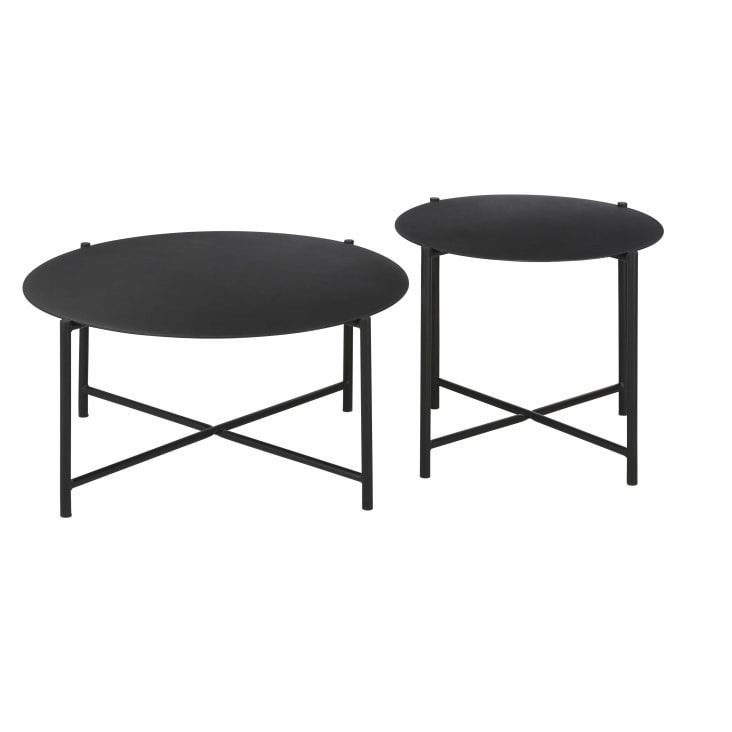 Maisons Du Monde Calum - Mesa Baja Redonda De Exterior De Acero Negro D. 54