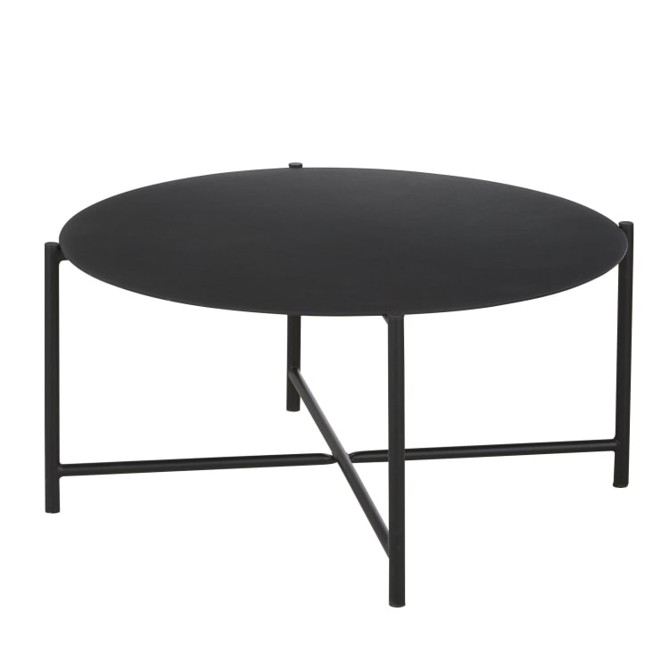 Maisons Du Monde Calum - Mesa Baja Redonda De Exterior De Acero Negro D. 74