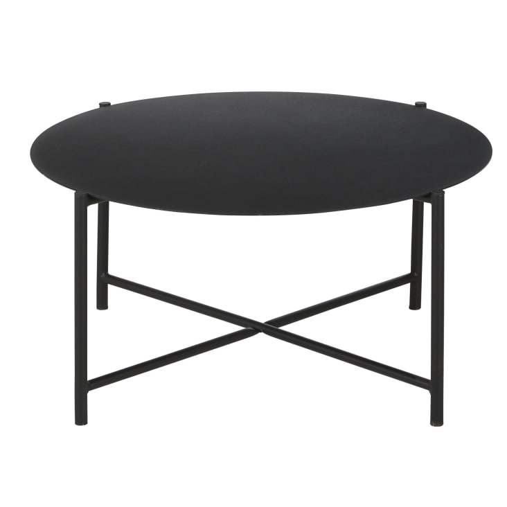 Maisons du Monde Calum - Mesa baja redonda de exterior de acero negro D. 74