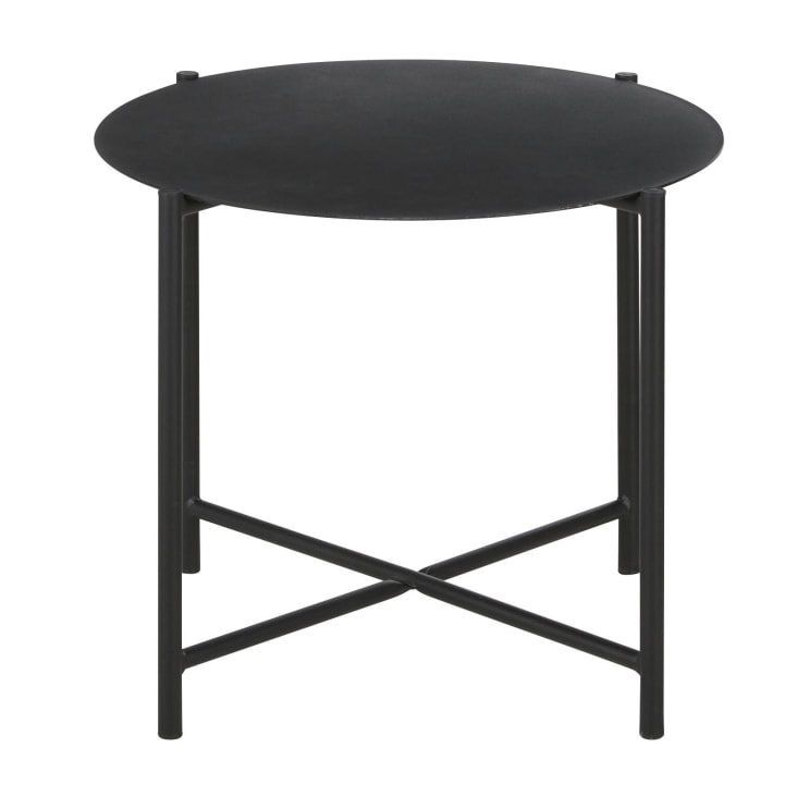 Maisons du Monde Calum - Mesa baja redonda de exterior de acero negro D. 54