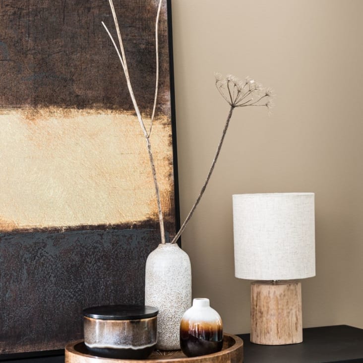 Maisons Du Monde Calvi - Lámpara De Eucalipto Con Pantalla De Algodón Color Crudo