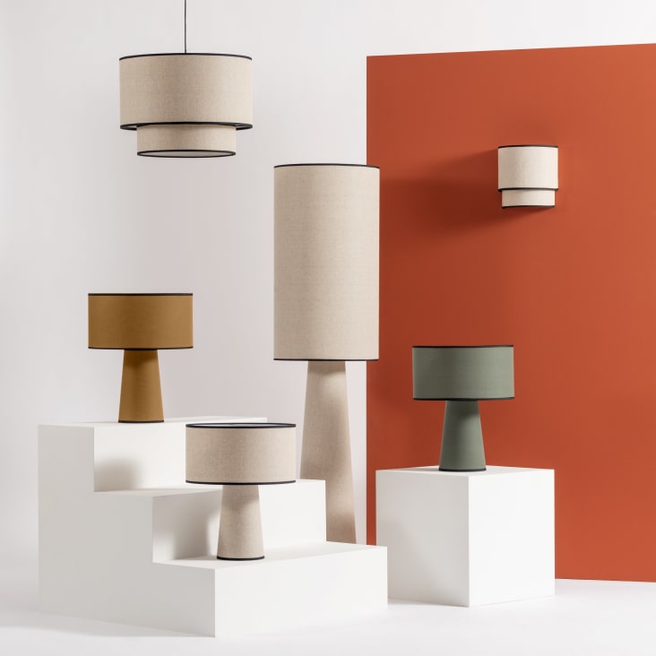 Maisons Du Monde CANABASSAS - Lámpara De Pie De Poliéster Reciclado Beige Y Negro Alt.140