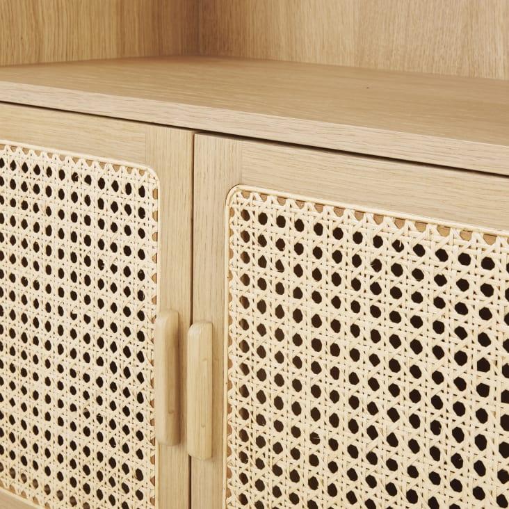 Maisons Du Monde Canopy - Estantería De Madera De 2 Puertas Y 3 Nichos De Caña De Ratán