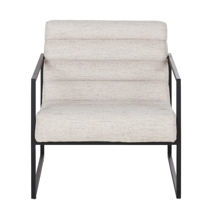 Maisons Du Monde Canyon - Sillón De Tela Color Crudo Y Acero Negro