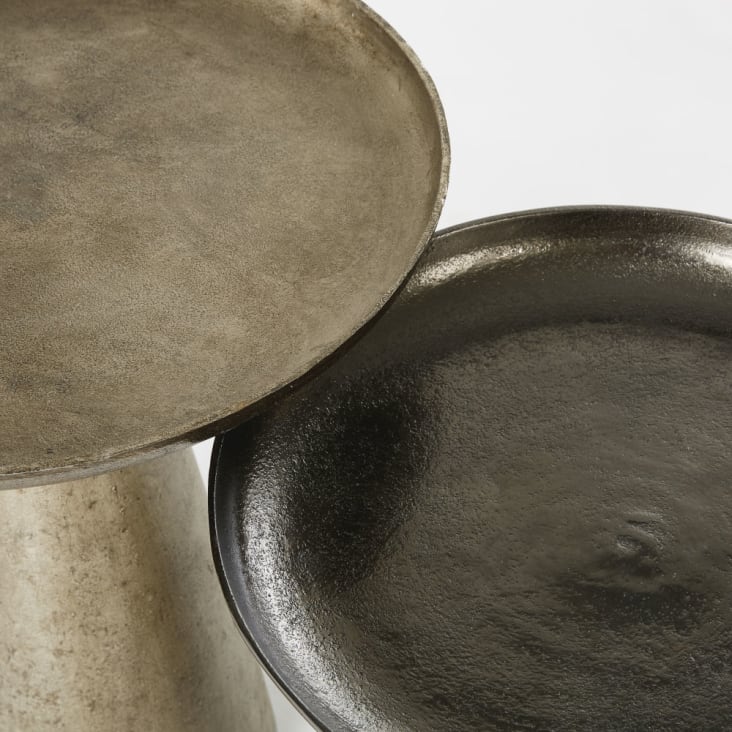 Maisons Du Monde CAPETOWN - Mesas Auxiliares De Metal Dorado Y Negro Envejecido (x2)