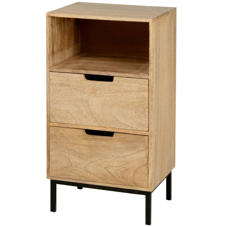 Maisons Du Monde Carlata - Mueble Pequeño Con 1 Nicho Y 2 Cajones En Madera De Mango Y Metal Negro