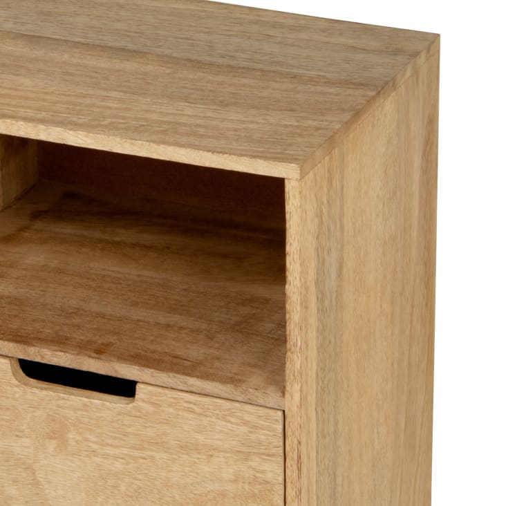 Maisons Du Monde Carlata - Mueble Pequeño Con 1 Nicho Y 2 Cajones En Madera De Mango Y Metal Negro