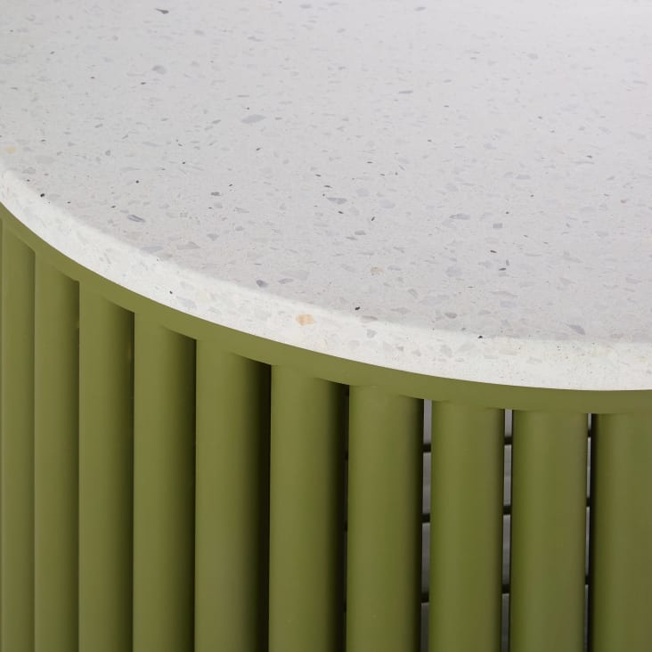 Maisons Du Monde Carlita Business - Barra De Bar De Madera Maciza De Acacia Verde Con Tablero Efecto Terrazo