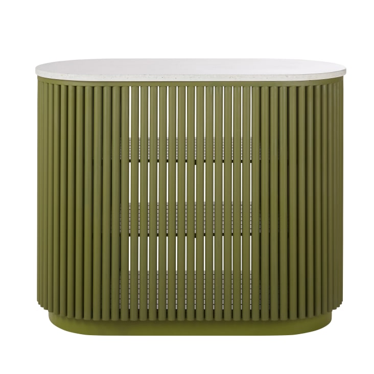 Maisons du Monde Carlita Business - Barra de bar de madera maciza de acacia verde con tablero efecto terrazo