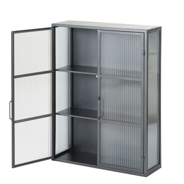 Maisons Du Monde CARTER - Estantería De Metal Negro Con 2 Puertas De Vidrio Armado