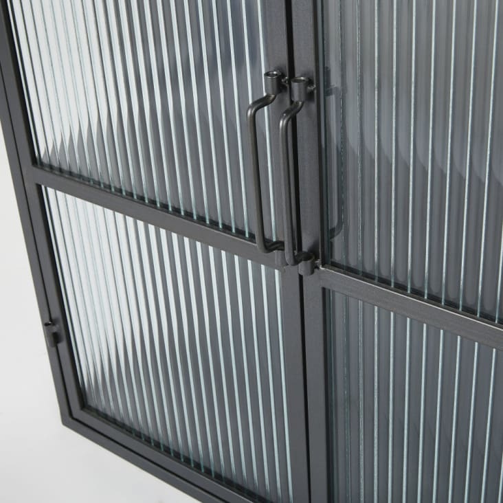 Maisons Du Monde CARTER - Estantería De Metal Negro Con 2 Puertas De Vidrio Armado