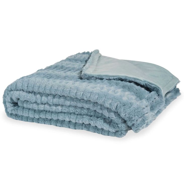 Maisons Du Monde Cassandre - Manta Imitación Piel Azul 150x200