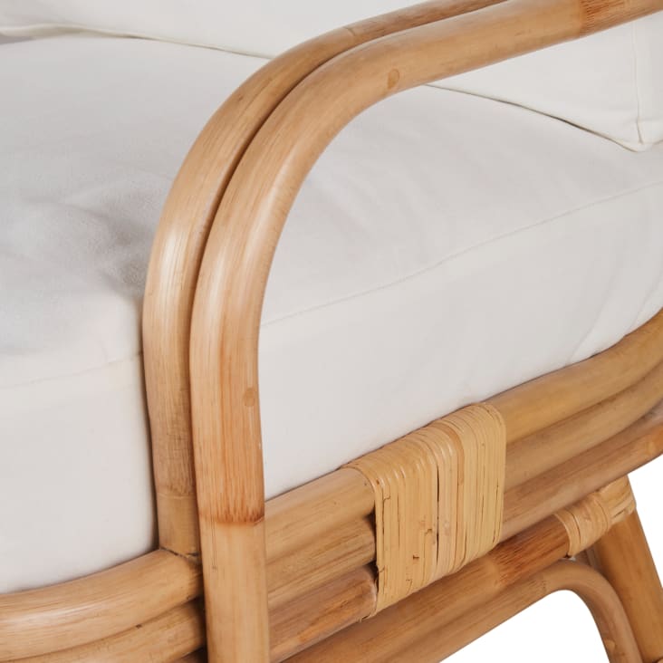 Maisons Du Monde Cassis - Sillón De Ratán Y Tela Color Crudo